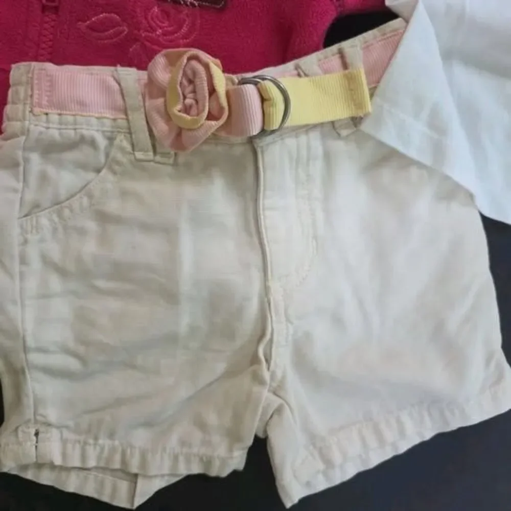 lot 3 Girl's 6-12-18 mo Old Navy pink fleece zip-up hoodie jacket shirt shorts